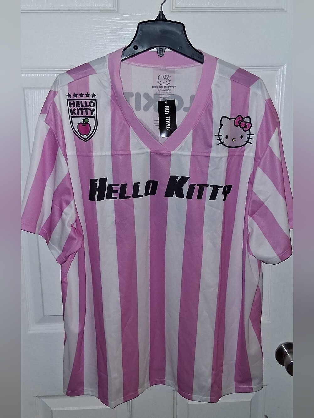 Hello Kitty Stripe Soccer Women's Jersey Top SIZE 1X officially licensed New